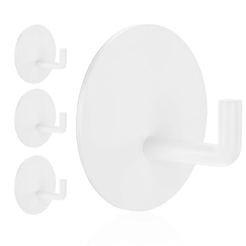 Rise age Adhesive Hooks Heavy Duty Waterproof in Shower Hooks for Hanging Loofah, Towels, Clothes for Bathroom Removable Adhesive Wall Hooks Door Hook Stainless Steel Stick on Hooks 4 Pcs (White)