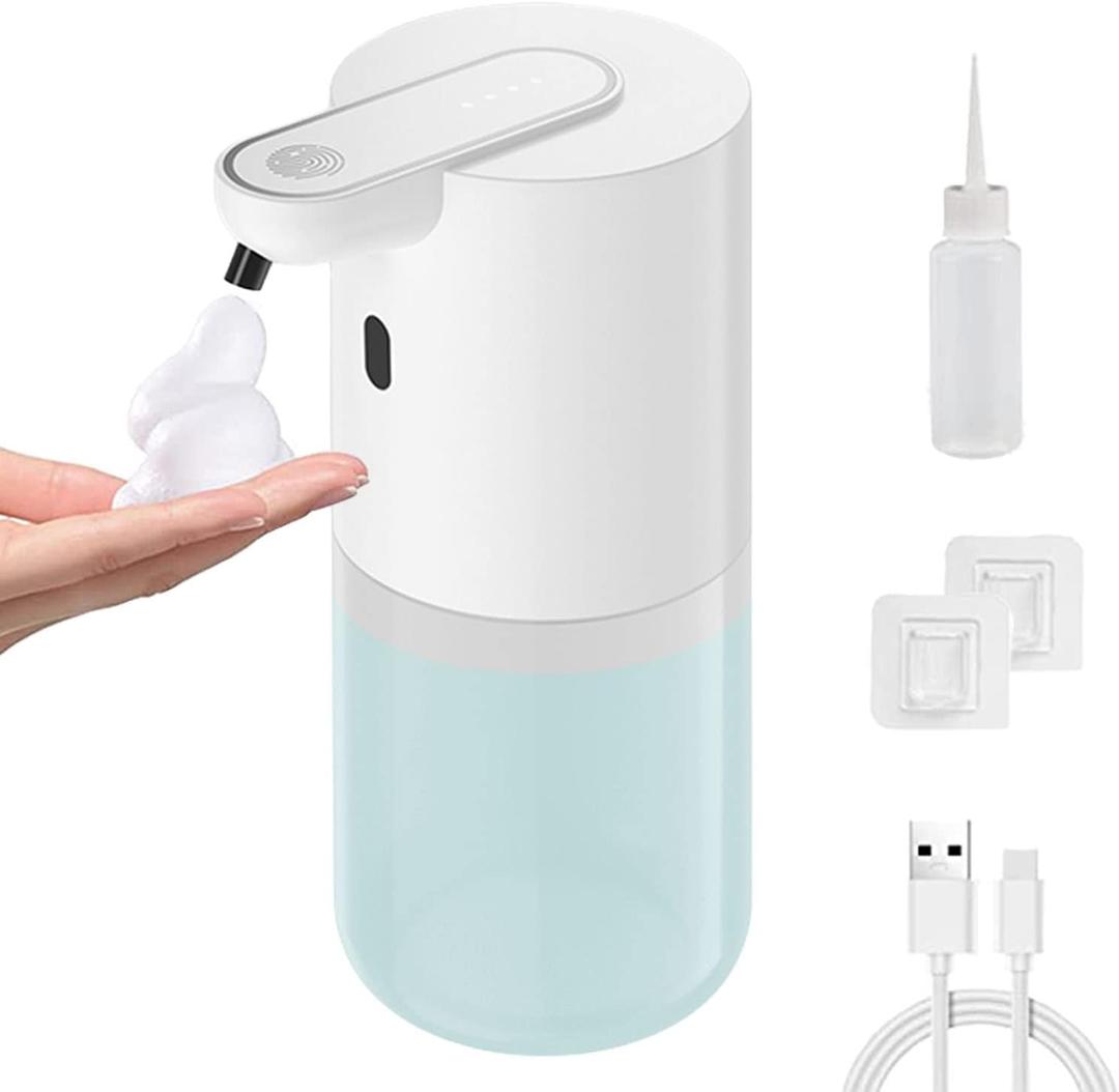 Automatic Foaming Soap Dispenser by Smartly Simple - Touchless Hands-Free Motion Sensor, Rechargeable, 4 Gears, White - 400ML Wall Mountable Auto Foam Liquid Dish Hand Soap Pump for Bathroom Kitchen