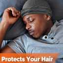 BEACE Silk Satin Lined Pre-Tied Turban Durag Head Wrap for Men & Women, Halo Turban Skull Cap Bonnet Hair Cover for Sleeping (0, Black/Dark Gray)