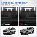 Custom for Toyota 4Runner Seat Covers 2010-2024 5th gen 5 Seats
Premium Waterproof Faux Leather Resists Spills, Stains, Scratches, Wipe Clean & Easy to Install Black Seat Protectors