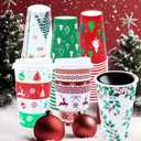 36 PCS Christmas Disposable Coffee Cups, 16 OZ Christmas Winter Party Paper Cups with Lids and Sleeves, To Go Coffee Cups for Hot and Cold Drinks, Winter Xmas Party Supplies Decorations