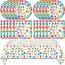 41Pcs Colorful ABC Birthday Party Decorations Alphabet Colorful Party Supplies ABC Rainbow Dots Plates Napkins TableclothKids Birthday Educations Party Classroom First Day School Party,Serv 20
