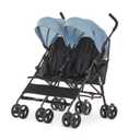 Dream On Me Twin Venture Umbrella Stroller in Light Blue, Multi Backrest Positions, Adjustable & Removable Canopy Double Stroller, 360Swivel Wheels with Locks