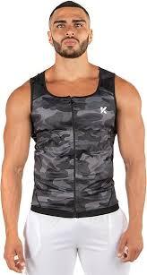 Kewlioo Men's Heat Trapping Zipper Sweat Enhancing Vest - Sauna Suit Shirt Compression Vest Shapewear Top for Gym Exercise 4XL/5XL