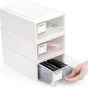 ZENFUN 3 Pack Plastic Stackable DrawerStorage Drawers Bins, Small Drawer-type Desk Organizer Boxes, Translucent Small Chest of Drawers, Stackable Drawers for Home, Office, Desktop