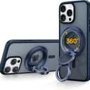 SYNCWIRE for MagSafe Ring Phone Holder, 360 Rotation Magnetic Cell Phone Grip Dual-Sided Magnets Phone Ring Kickstand Compatible with iPhone 17 16 15 14 13 12 Pro Max MagSafe, Android, Samsung etc. (Titanium Blue)