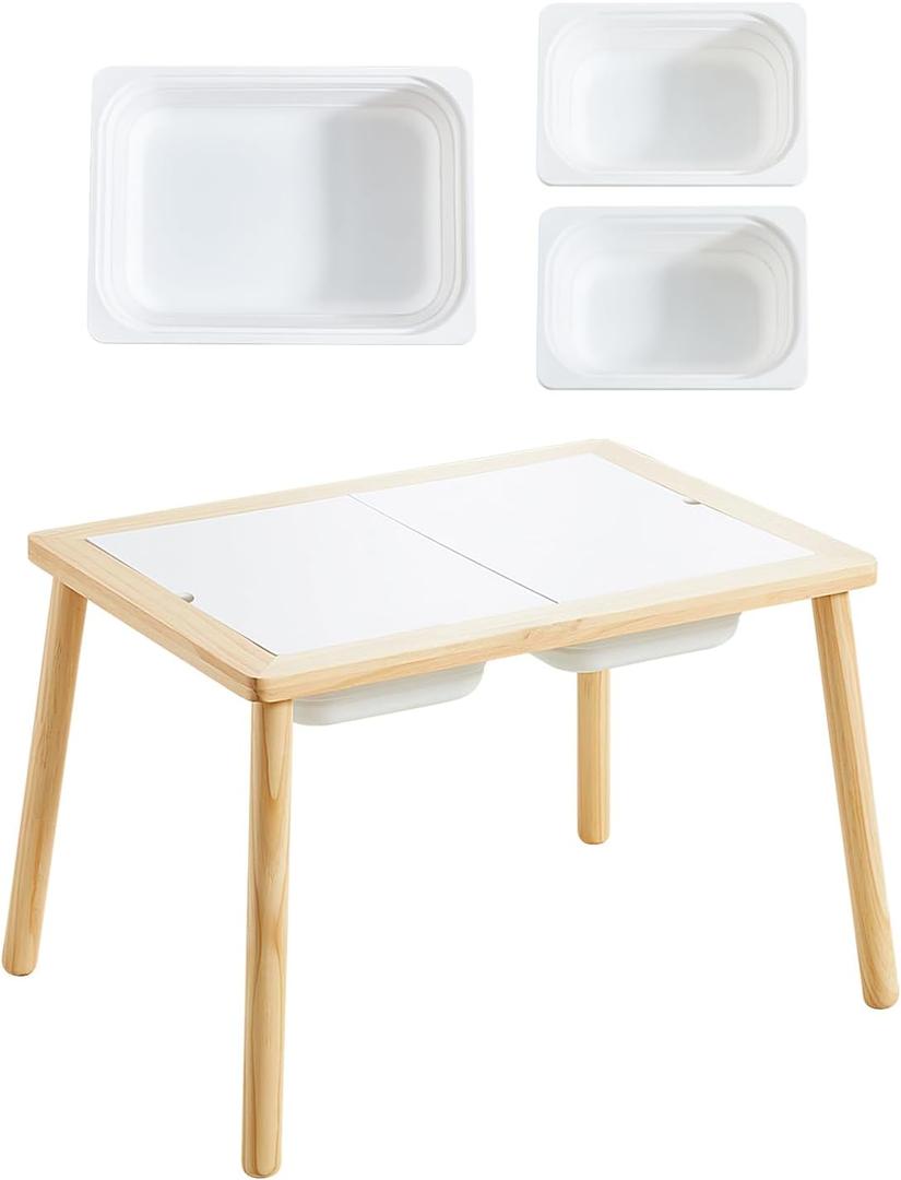 Beright Kids Table, Play Sand Indoor Sensory Table, with 3 Storage Bin for Kids, Perfect Choice for Christmas Thanksgiving Gift