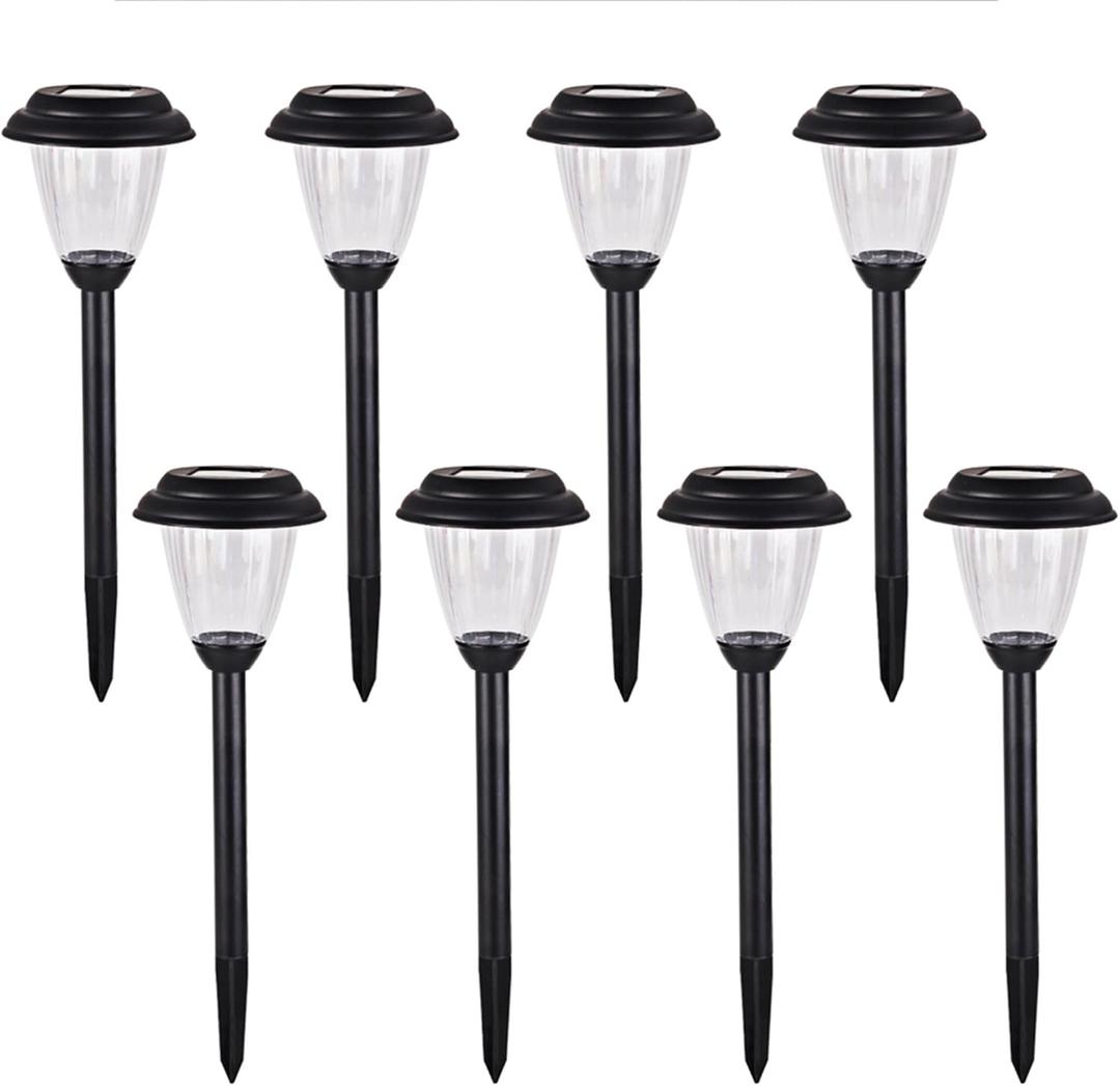 Solar Outdoor Pathway Lights Matt Black Stainless Steel Painted LED Lights for Garden Landscape Path Yard Driveway (black-8pack)