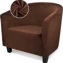 Barrel Chair Covers Slipcover, 1 Piece Club Chair Slipcover Cover with Elastic Bottom, Anti Slip Soft Stretch Velvet Armchair Slipcover Washable Furniture Protector for Living Room Hotel (Brown)