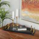 Deco 79 Marble Living Room Decor Tray Ottoman Tray with Gold Handles, Set of 2 Serving Tray 22", 18"W, Black