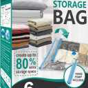 6 Jumbo Vacuum Storage Bags, Space Saver Bags Compression Storage Bags for Comforters and Blankets, Vacuum Sealer Bags for Clothes Storage, Hand Pump Included