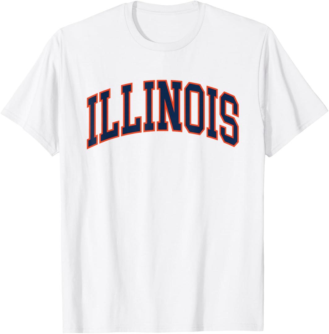 Retro Illinois Tee Vintage Illinois Blue Orange Throwback IL T-Shirt . Size S