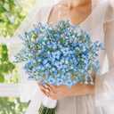 N&T NIETING Babys Breath Artificial Flowers Bulk, 10Pcs Blue Fake Gypsophila Bouquet Flowers Real Touch Faux Babies Breath Arrangement for Wedding Floral Party Home Centerpieces Vase Decoration, Blue
