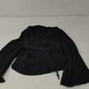 Chvity Tie Front Tops for Women Y2K Linen Shirts Flare Sleeve V Neck Going Out Coquette Clothes Casual Lace Up Bow Blouses (X-Large, Black)