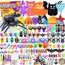 650Pcs Halloween Party Favors for Kids, Bulk Fidget Toys for Party Supplies, Halloween Treats Non Candy School Classroom Carnival Prizes, Treasure Box Toy Chest, Halloween Gifts, Goodie Bag Stuffers