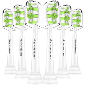 Aoremon Toothbrush Replacement Heads Compatible with Philips Sonicare 2 Series 3 Series ProtectiveClean 4100 5100 6100 W C2 C1 G2 G3 Brush Refill Heads Christmas Gifts for Family 6 Count, White (6 Count (Pack of 1))