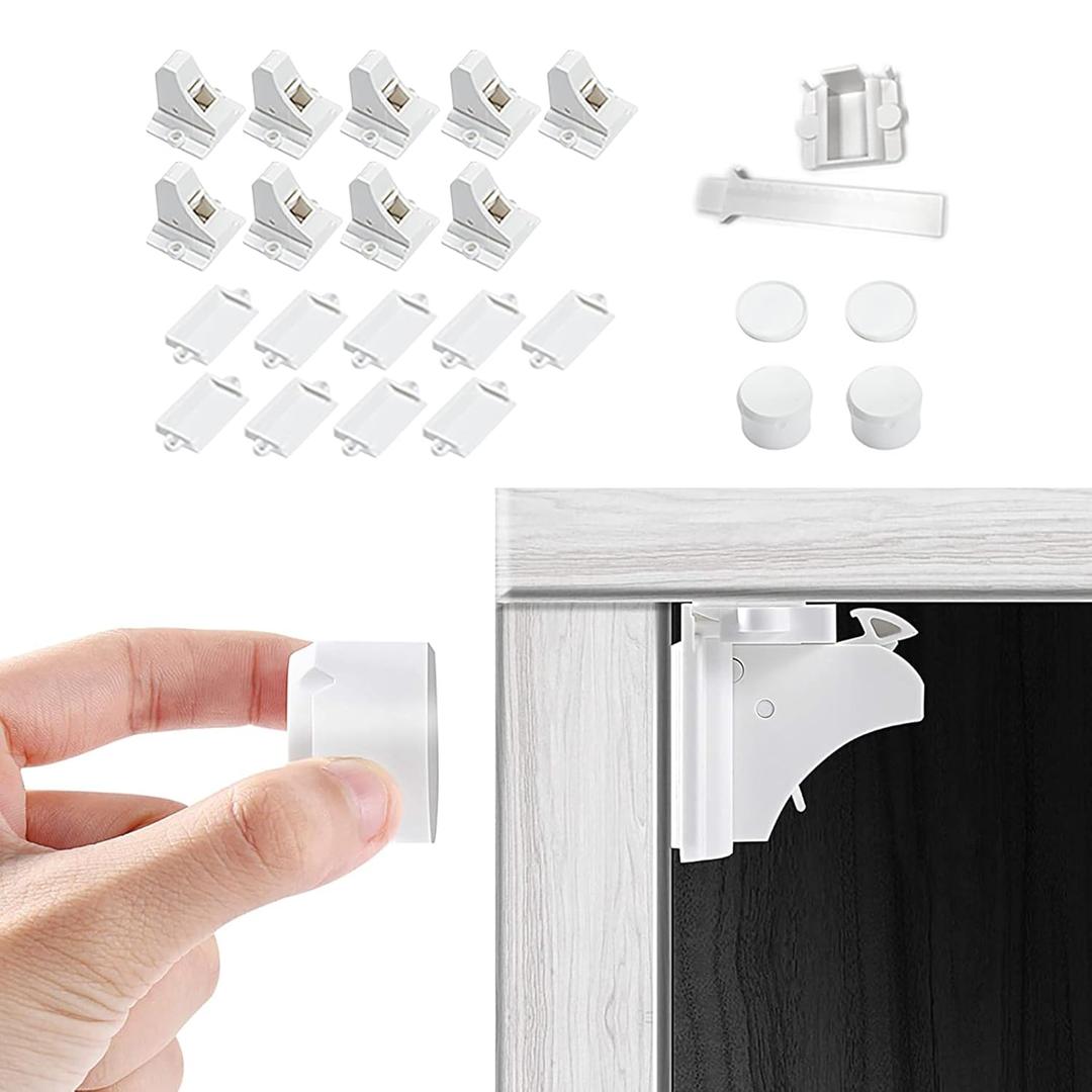 Vmaisi Baby Proofing Magnetic Cabinet Locks (9 Locks and 2 Keys) (Standard)