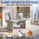 Under Desk Cable Management Tray, GZOKMOG Cord Management with Upgraded Clamp No Drill, Metal Cable Management Box for Home Office, Wire Management for Standing Desk, 2 Pack Black, 13.38 inch