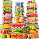 60 PCS Food Storage Containers with Lids Airtight, (30 Lids & 30 Containers) Leak proof Containers Set for Kitchen, Meal Prep, BPA-Free, PVC-Free Plastic, Microwave/Dishwasher Safe, Extra Labels & Pen