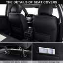 Car Seat Covers Full Set, Breathable Leather Automotive Front and Rear Seat Covers & Headrest, Universal Automotive Vehicle Seat Cover for Most Sedan SUV Pick-up Trucks, Black&Beige