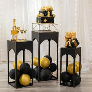 NUPTIO Black Pedestal Stand for Party, Heavy Duty, 29.5"/25.6"/21.7" Tall