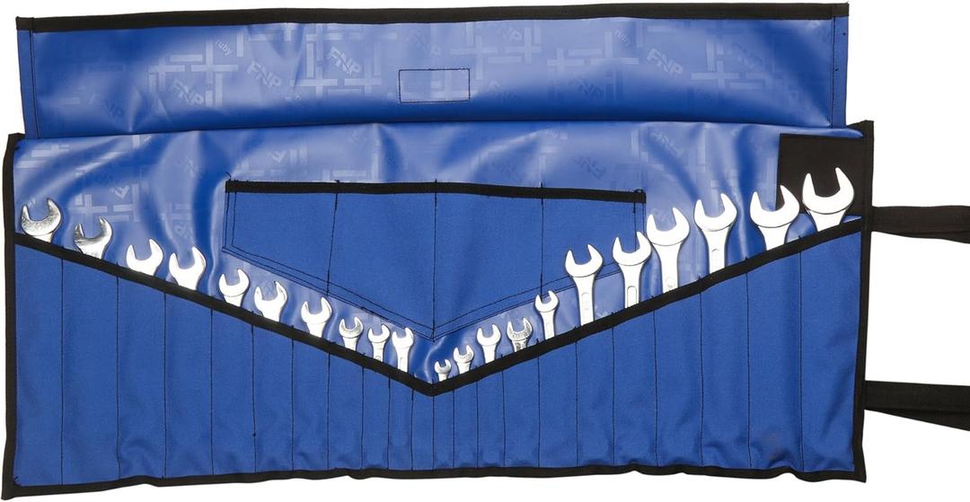 Tool Set Organizer, Tool Kit Pouch with 26 Pockets Wrench Set Organizer, Metric & SAE Waterproof Canvas, Roll-Up Tool Bag for Mechanics, DIYers & Electricians (Tools Not Included) BULL TOOLS (Ballistic Polyester, Blue)