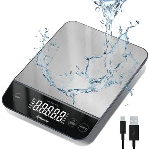 Etekcity Digital Food Kitchen Scale, Grams and Oz for Weight Loss, Baking and Cooking, 0.05oz/1g Precise Graduation,5 Weight Units, IPX6 Waterproof, USB Rechargeable, 304 Stainless Steel-Silver, 22lb