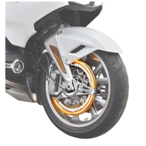 VEISUTOR Front Brake Rotor Covers LED Light for Gold Wing GL1800, Front Brake Disc Rotor Covers with Amber LED Ring Light for Honda Goldwing GL1800 20182024 Accessories