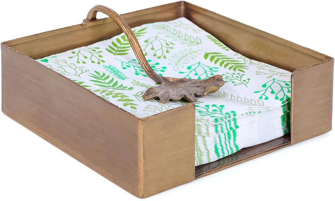 NIKKY HOME Farmhouse Napkin Holder, Rustic Tissue Dispenser, Flat Paper Hand Towel Caddy, Vintage Cooktail Napkin Tray Decor for Kitchen, Countertop, Dining Table, Restaurant, Outdoor - Bronze (Bronze)