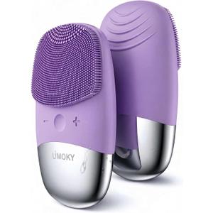Facial Cleansing Brush, 3-in-1 Electric Silicone Face Scrubber, Vibrating Massager, IPX7 Waterproof, USB Rechargeble Pore Brush for Deep Cleanning, Blackhead Remover, Exfoliating (Purple)