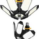 Adiding LED Garage Light Rotatable 2 Pack, Bright Basement Shop Ceiling Bay Lighting Fixture w/ 6 Adjustable Panels Screw in E26 E27 Bulb Base for Attic, Shed, Warehouse, Home Gym, Utility, Workshop