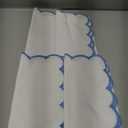 PurpleEssences Scalloped Embroidery Cloth Napkins Table Decor Fall Thanksgiving 100% Cotton Set of 4-18 x 18 inch - White - Edges - Light Blue