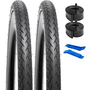 YUNSCM 26x1.75 Lightweight Bike Tires (ETRTO 47-559) 60TPI Nylon Anti-Puncture Protection and 26" Bike Tubes Compatible with 26" Bicycle Bike Tires 26 x 1.75 26x1.90 26x1.95-2 PCS (Y-577)
