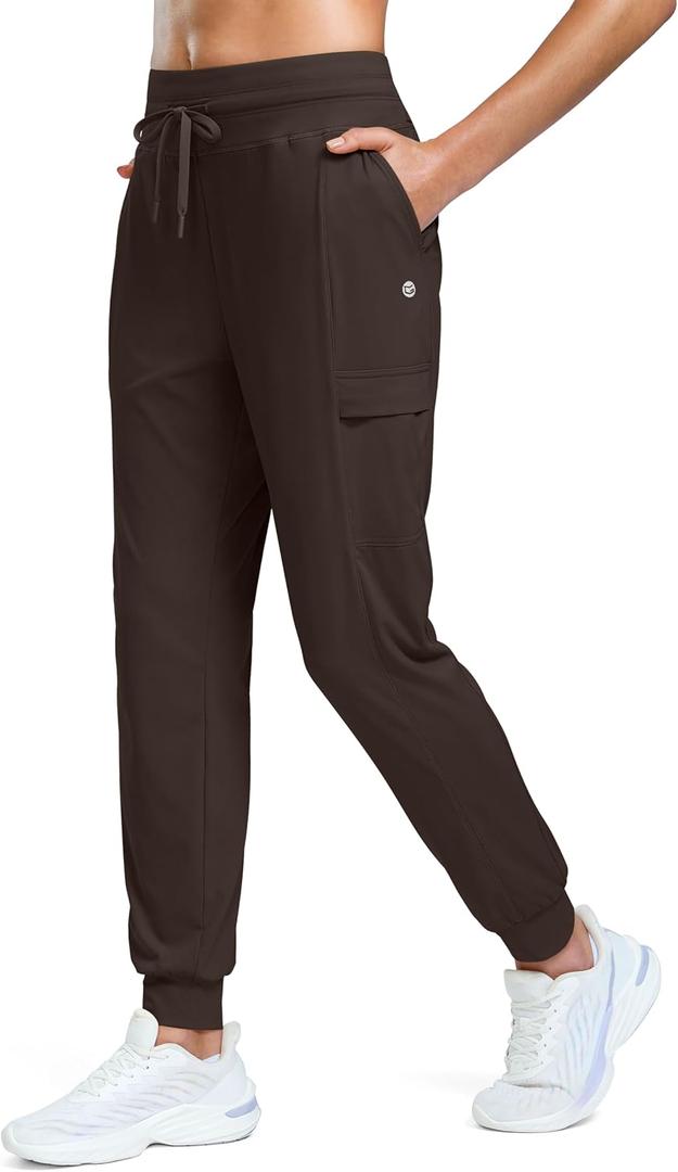 G Gradual Joggers for Women 4 Pockets High Waisted Athletic Jogger Pants Soft Sweatpants for Workout Running Travel (Brown)