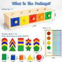 Peacurh Montessori Toys Wooden Color & Shape Sorter Toys for Toddlers 1-3, Matching Box Sorting Blocks Manipulatives Preschool Learning Educational Toy for 1 2 3 4 Year Old Boy Girl Kid Gifts