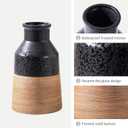 Black and Brown Rustic Farmhouse Floral Ceramic Striped Vase, Modern Antique Decorative Ceramic Flower Vases for Bouquet, Living Room, Bookshelf, Office, Wedding Mother Cottage Core Home Decor 7.7 in