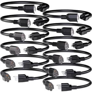 POWGRN 1 FT 12 Pack Indoor Extension Cord 16 Gauge, Short Power Cable