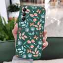for Samsung Galaxy A15 5G Case Creative Flower Pattern Slim Liquid Silicone Cell Phone Protective for Galaxy A15 5G Cover-Leaf Green