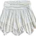Floerns Women's High Waisted Asymmetrical Ruffle Skirts Ruched Flowy Mini Skirts (White, L)