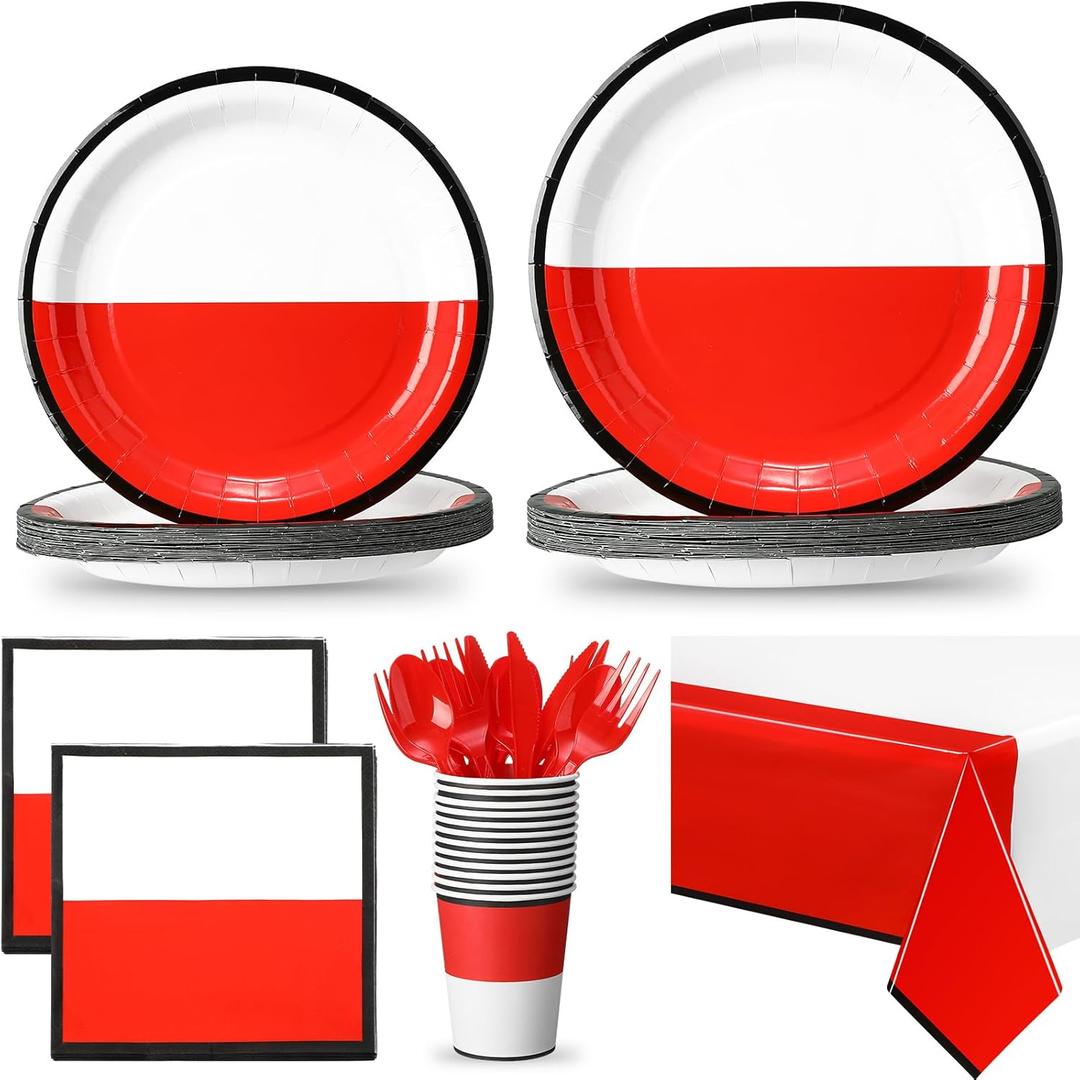 Pickmesh 176 Pieces Cartoon Ball Party Tableware Set Cartoon Animation Birthday Party Supplies Include Plates Napkins, Cup, Knives, Spoons Forks Tablecloth Serves 25 Guests