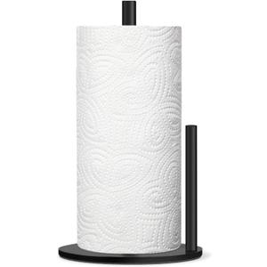 Paper Towel Holder Countertop, Premium Stainless Steel Black Paper Towel Holder with Anti Slip & Waterproof, Freestanding Countertop Paper Towels Holder for Kitchen, Tabletop, Bathroom