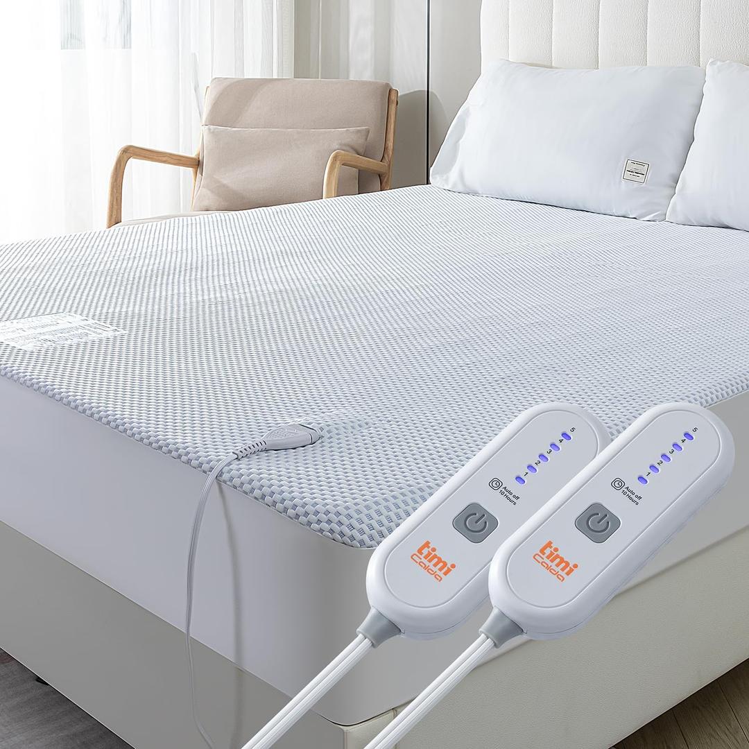 Heated Mattress Pad King - Electric Mattress Pad Cover with Dual Controllers, 5 Heat Settings & 10-Hour Auto Off, Deep Pocket Bed Protector for All Seasons, 78"x80" (White)