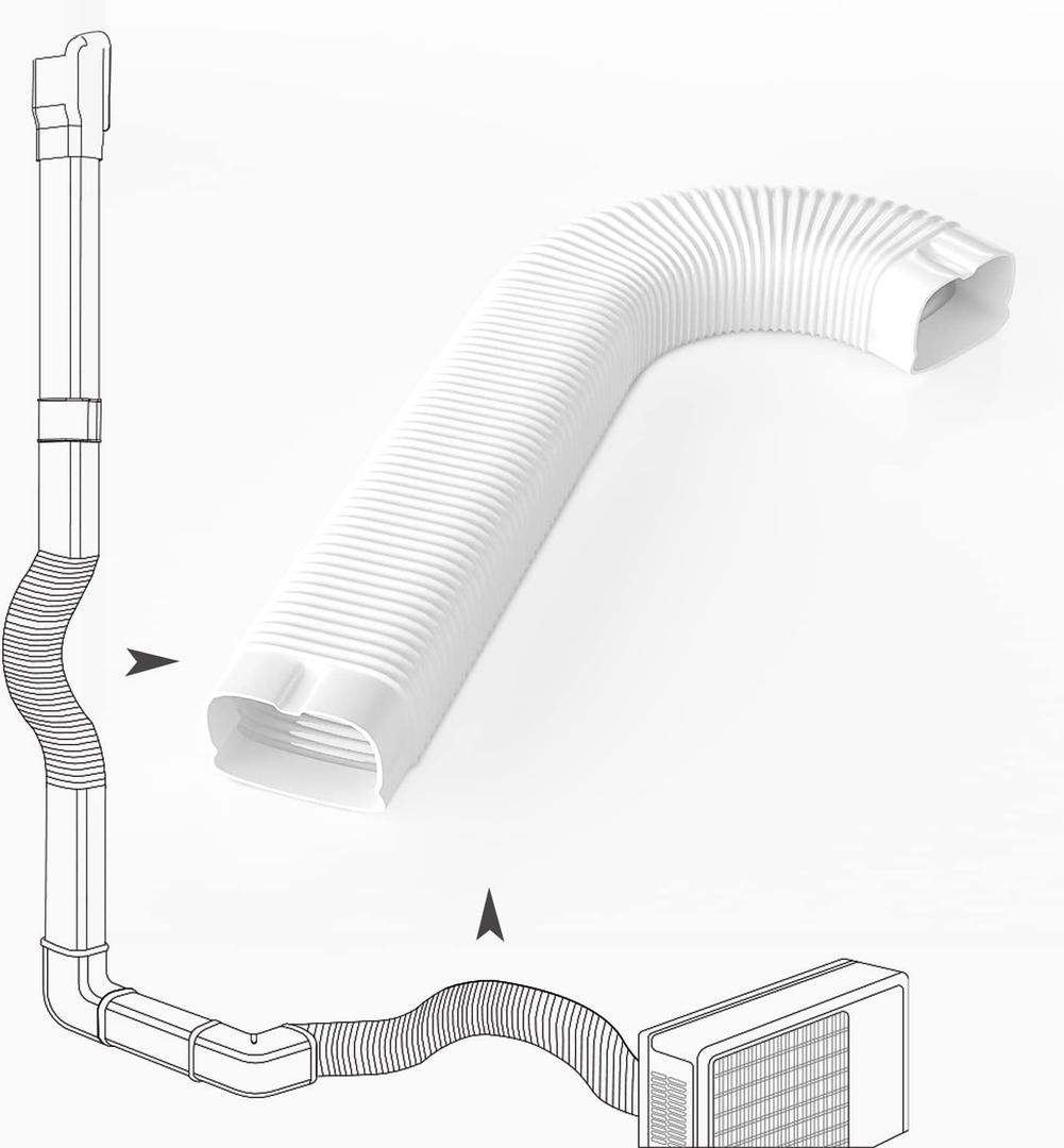 5" Width x 2.6 Ft Flexible Duct, PE Material, Mini Split Line Set Cover Part, Air Conditioner Accessories for Mini Split Air Conditioners and Central AC, White