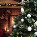 45Pcs 6cm Christmas Glitter Ball Ornaments, Shatterproof Plastic Xmas Tree Decorations for Holidays, Weddings, Parties - Black, White, Silver