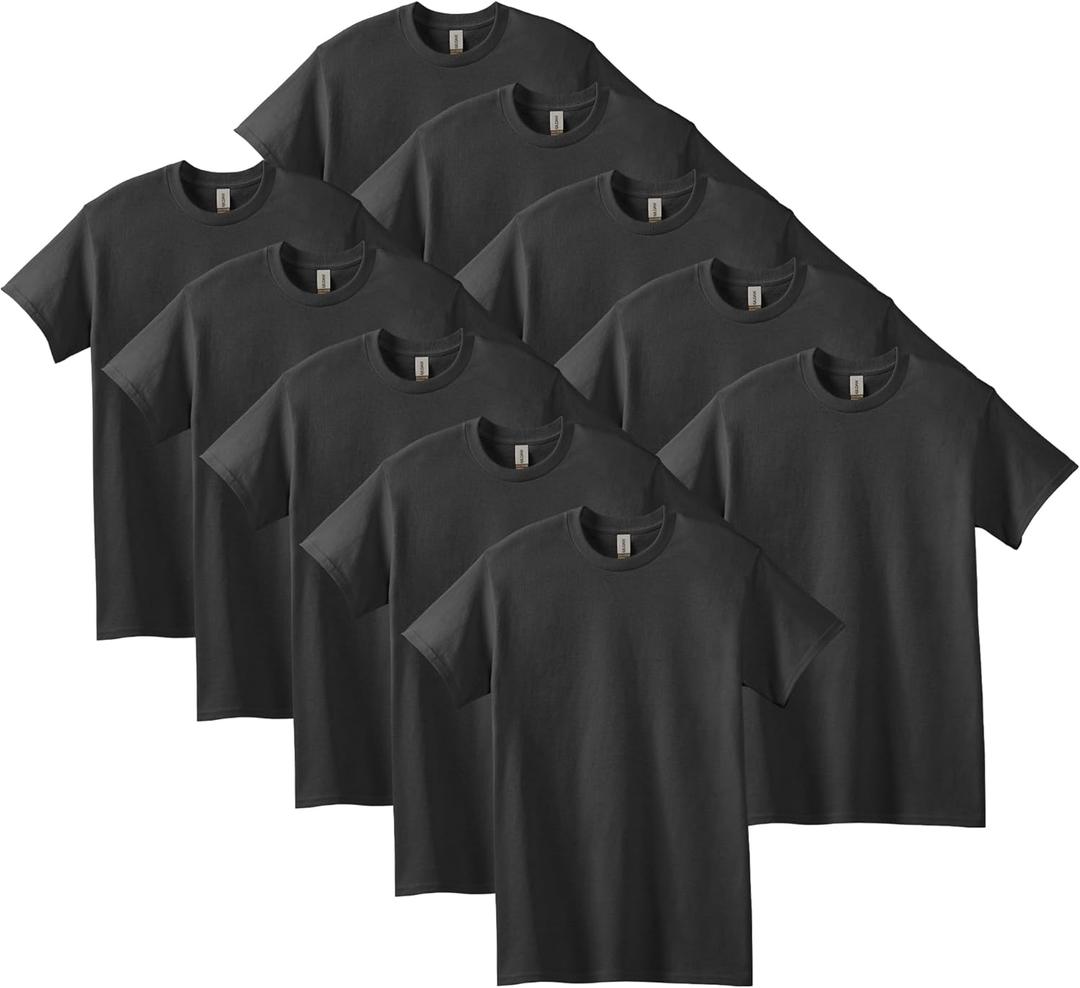 Gildan Unisex Adult Heavy Cotton T-Shirt, Style G5000, Multipack, Black (10-Pack), Small US