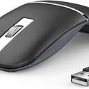 Bluetooth Wireless Arc Travel Mouse, Dual Model (2.4G+BT5.1) Rotating Foldable Mouse for Microsoft, Rechargeable Slim Portable Mice for Laptop, Notebook, PC, MacBook, Chromebook, Lenovo - Black