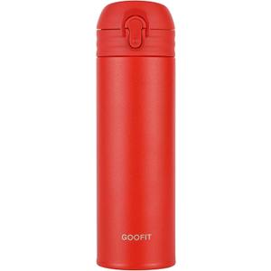 GOOFIT Thermos Double Wall Vacuum Kids Water Bottle,with Snap-On Lid and Locking Ring Insulated Water Bottle BPA Free Suitable for Schools and Travel 16 Oz Red
