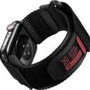 Compatible with Apple Watch Series 10 Band Series 9/8/7/6/5/4/SE/SE2/Ultra 1/2, Nylon Sports Strap with Woven Design for 49mm/46mm/45mm/44mm (L, Black) (44/45/46/49mm L)