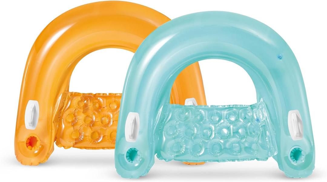 Intex 58859EP Sit 'N Float Inflatable Pool Float: Pool Lounge with Built-in Cup Holders  Heavy-Duty Handles  220lb Weight Capacity  58" x 39"  Colors May Vary