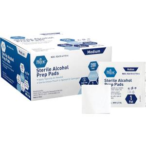 MED PRIDE Sterile Alcohol Prep Pads, Antiseptic, 70% Isopropyl, Individually Wrapped, Medical Grade 2 Ply Wipes (200 Count (Pack of 1) White)
